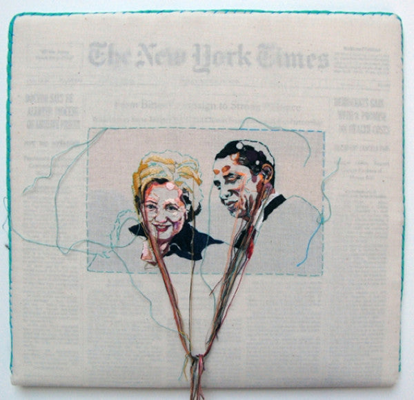 Embroidered Newspapers by Lauren DiCioccio