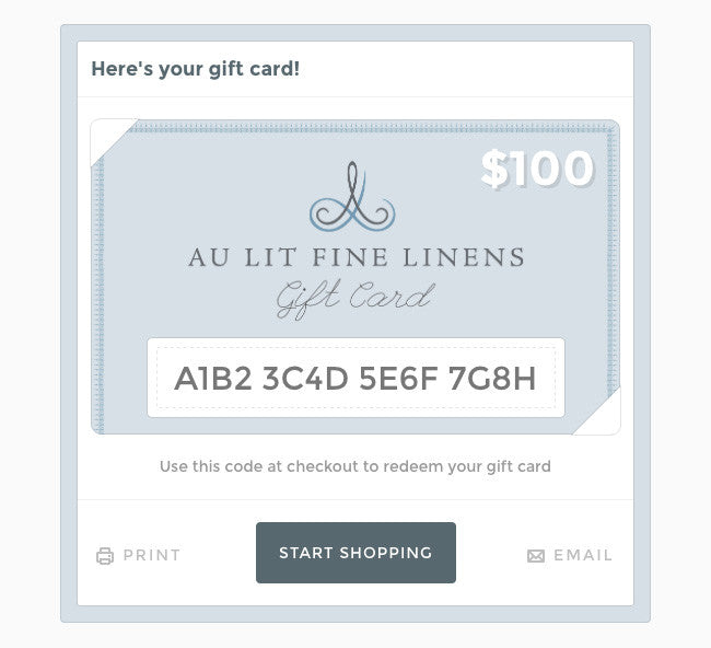The Au Lit Fine Linens Online Gift Card