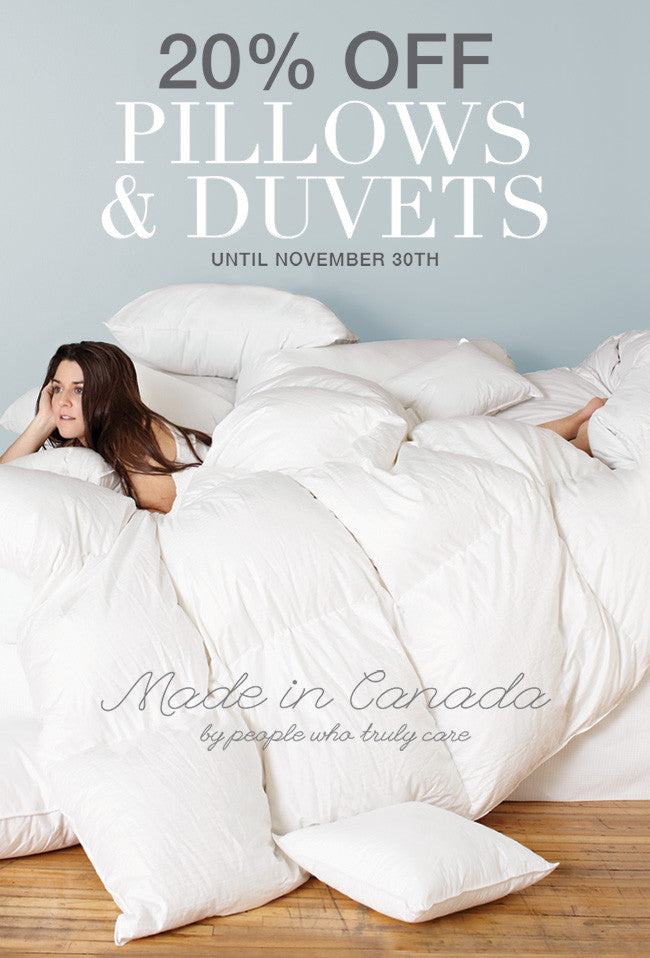 20% off Pillows and Duvets until November 30th!