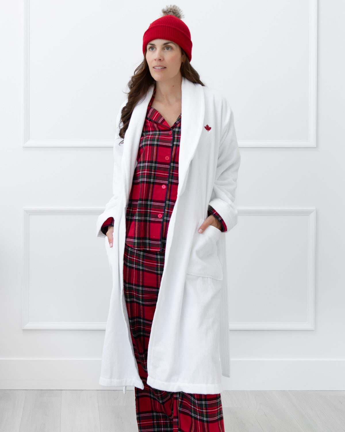 Limited Edition Maple Leaf Embroidered Robe - Au Lit Fine Linens