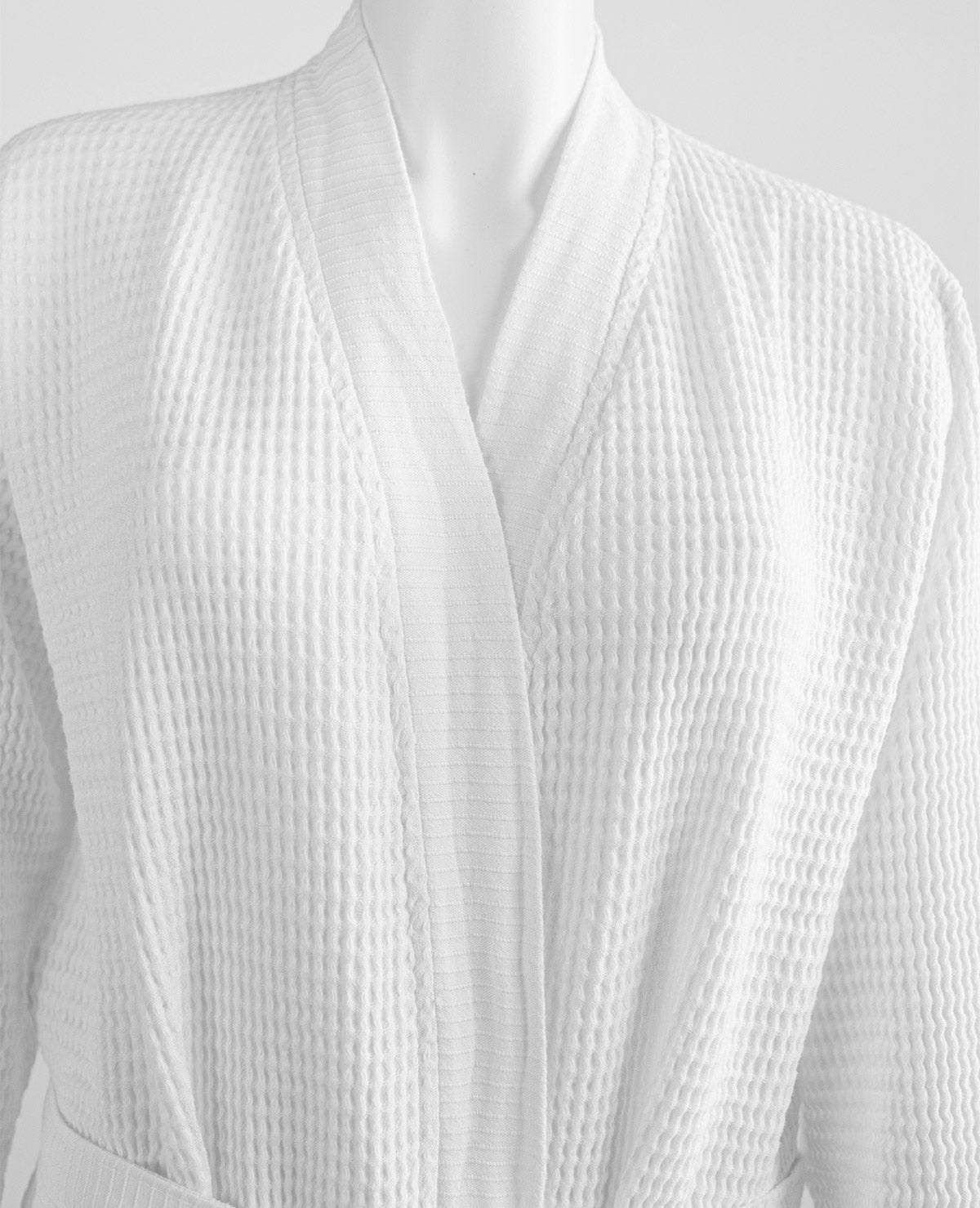 Washed Cotton/Bamboo Waffle Robe White - Au Lit Fine Linens