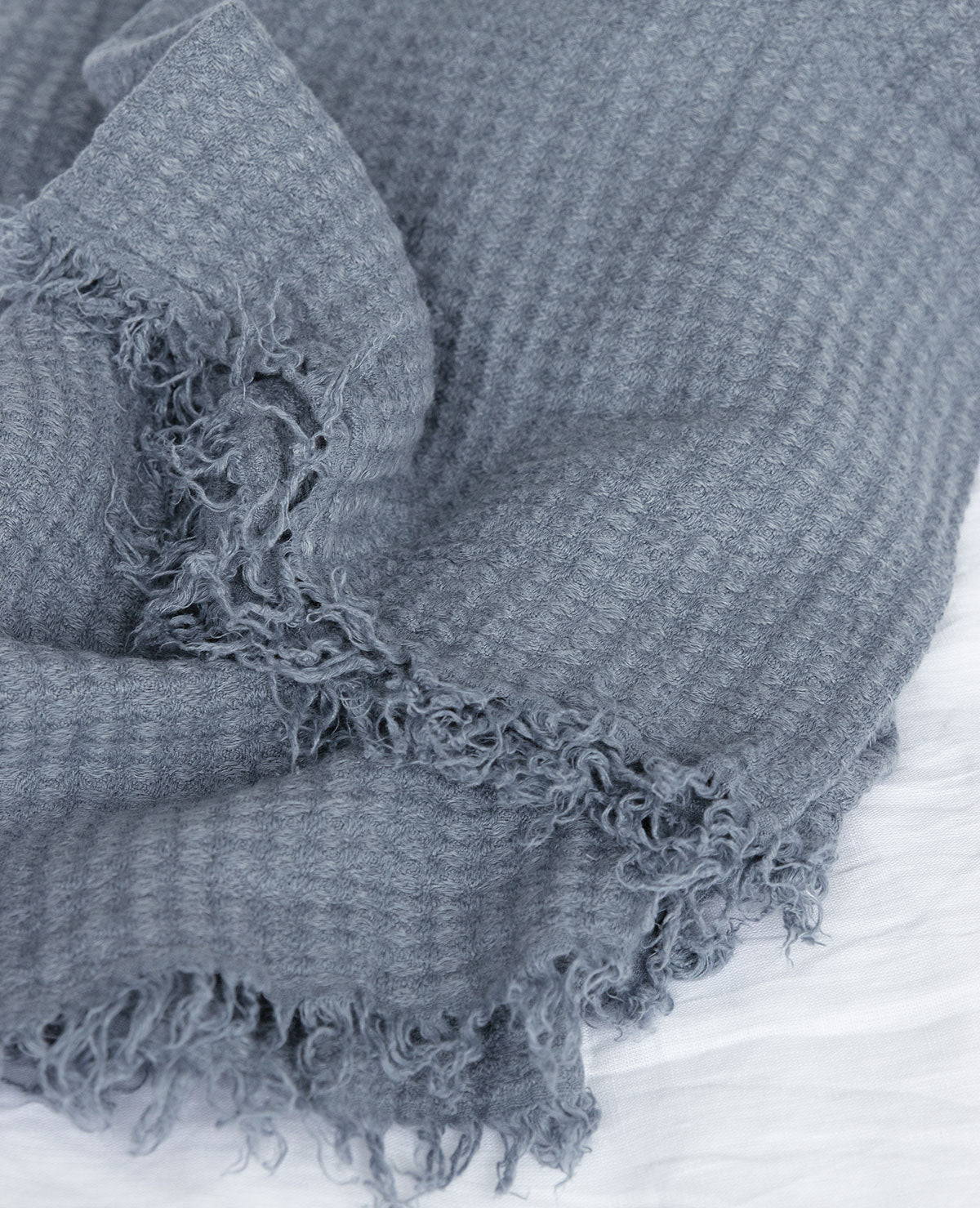 Hampton Fog Blue Linen Throw
