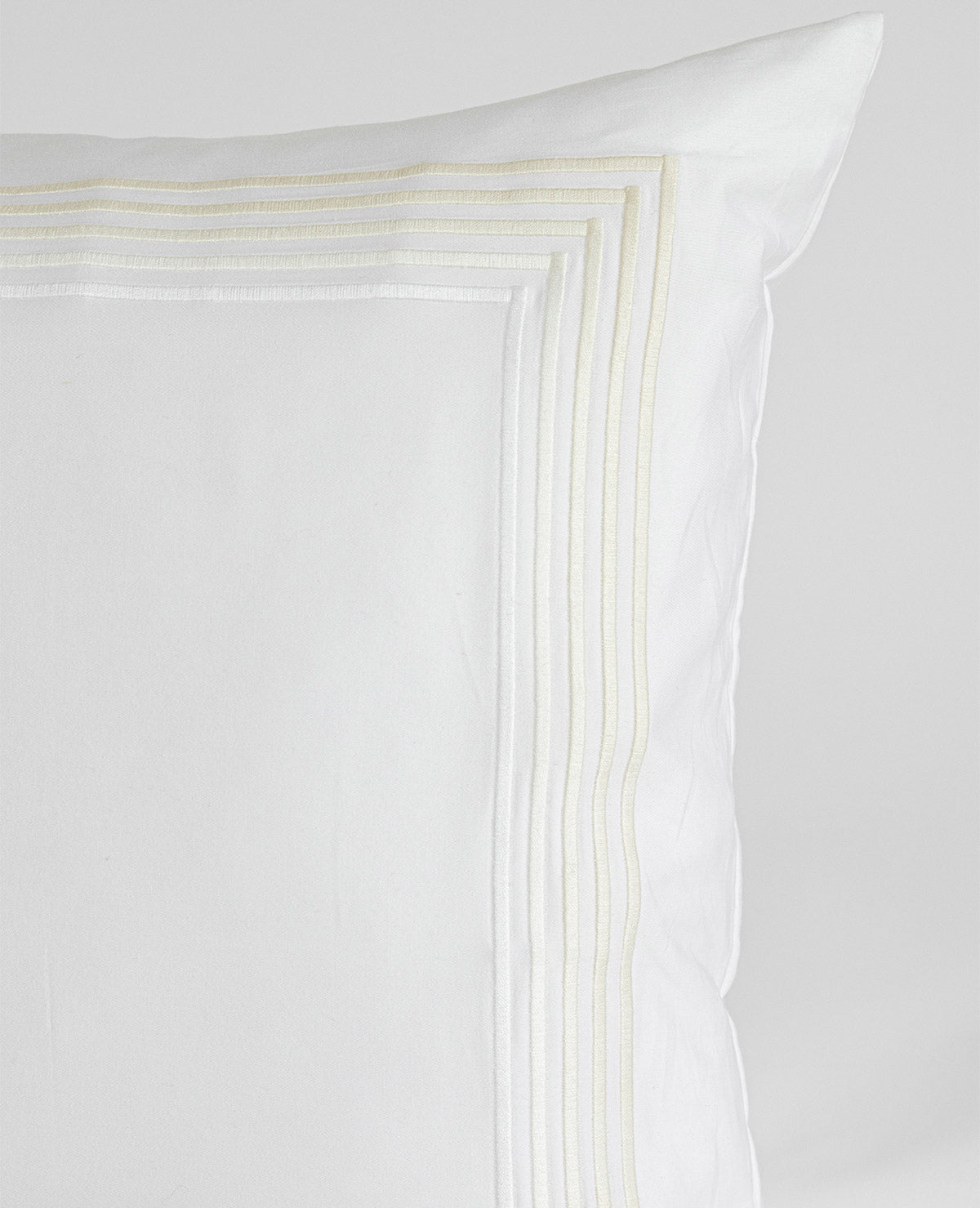 Italian 5Line Embroidery Cotton Satin Sand/Milk Au Lit Fine Linens