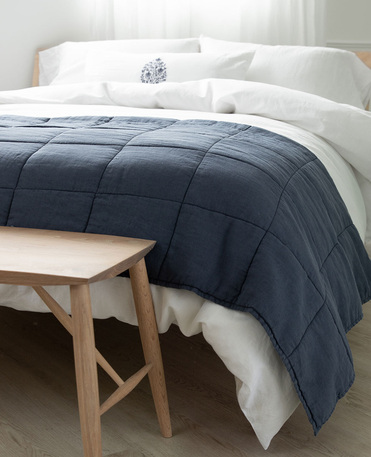 Linen Navy Box Quilt