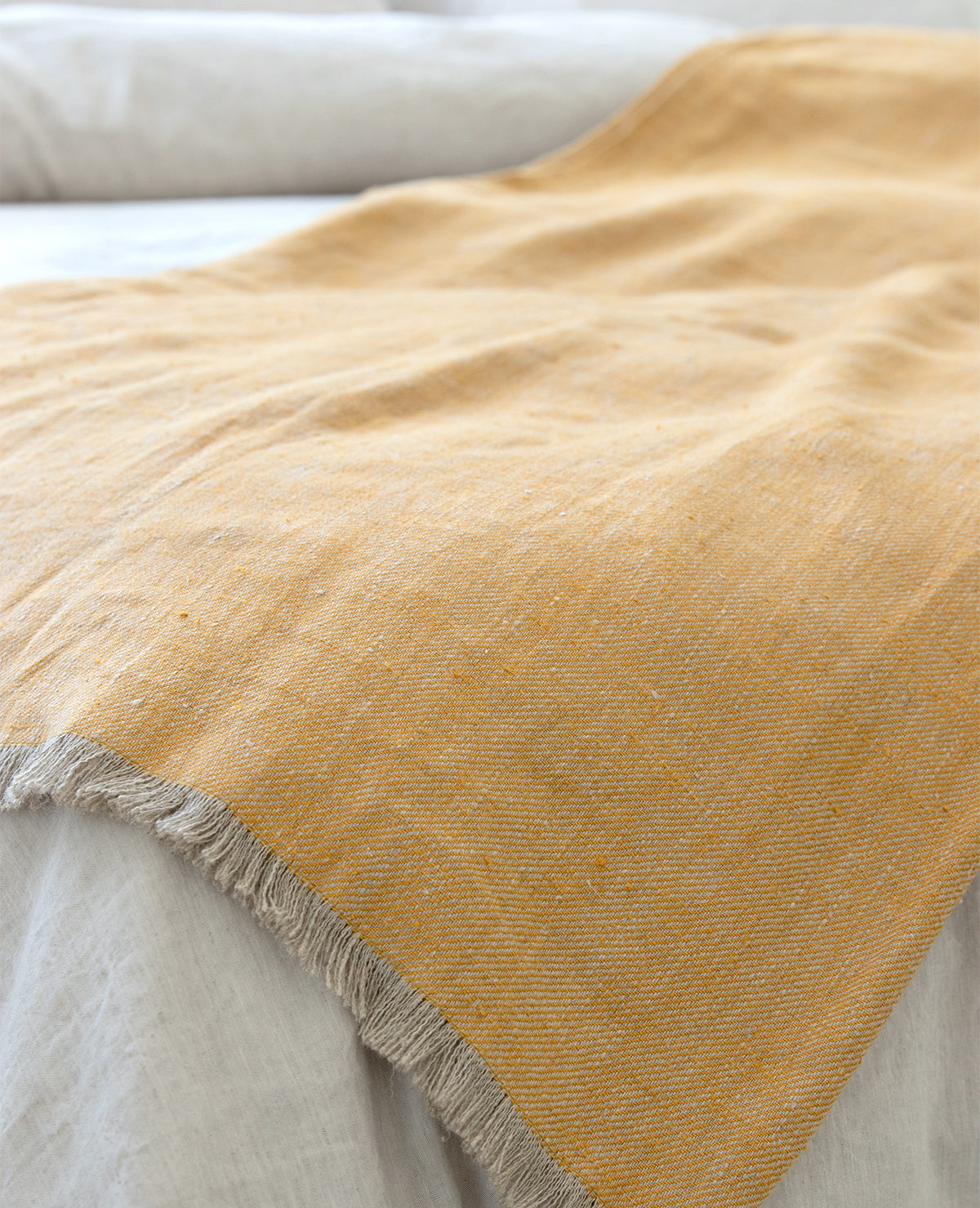 Lipari Linen Throw Ochre