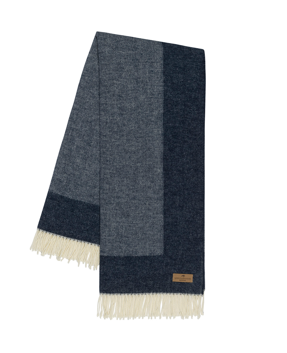 Tonal Herringbone Boxed Throw Navy Iris