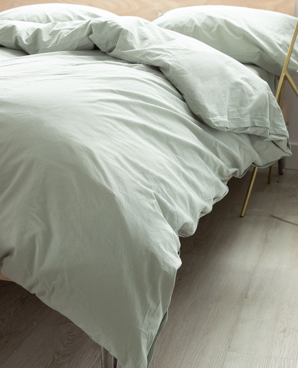 Washed Cotton Percale Sage Au Lit Fine Linens