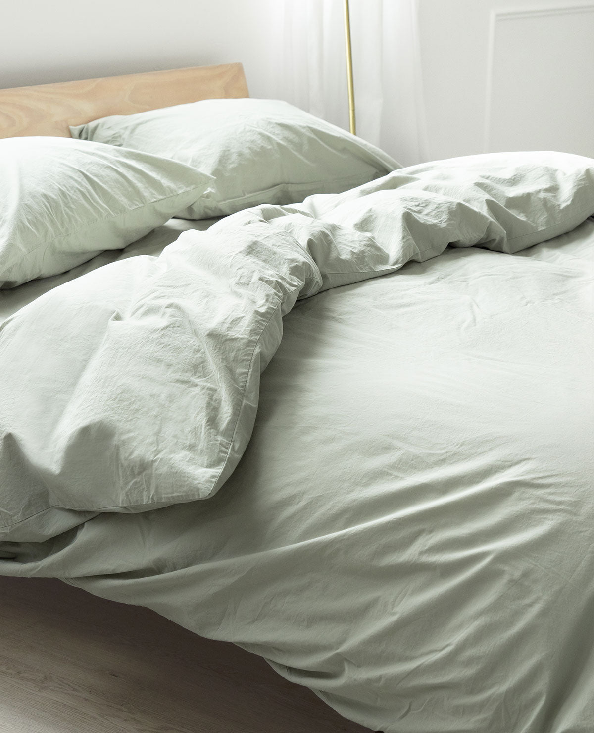 Washed Cotton Percale Sage Au Lit Fine Linens