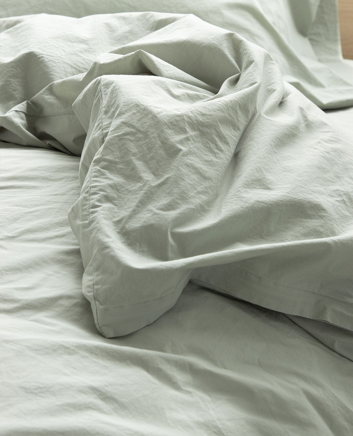 Washed Cotton Percale Sage Au Lit Fine Linens